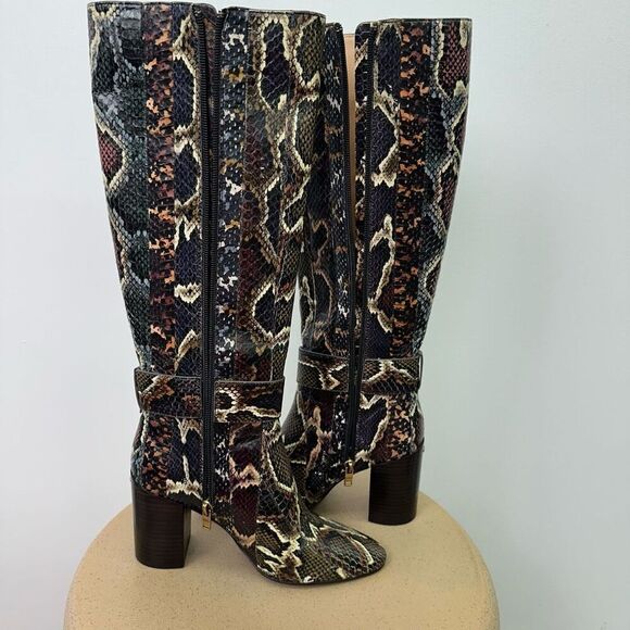 Coach Women’s Evenly Snakeskin Multicolored Oxblood Neutral Stripe Below the Kne - Picture 13 of 15